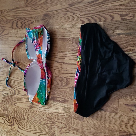 (M) Tropical Print Colorful Bikini Swimsuit Beach Resort Pool - Picture 7 of 7